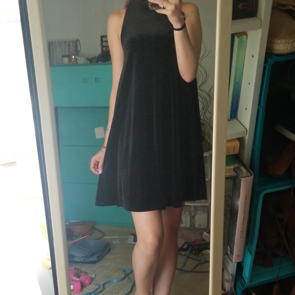 Black velvet swing dress